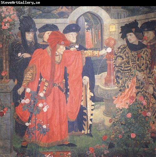 Henry Arthur Payne Plucking the Red and White Roses in the Old Temple Gardens